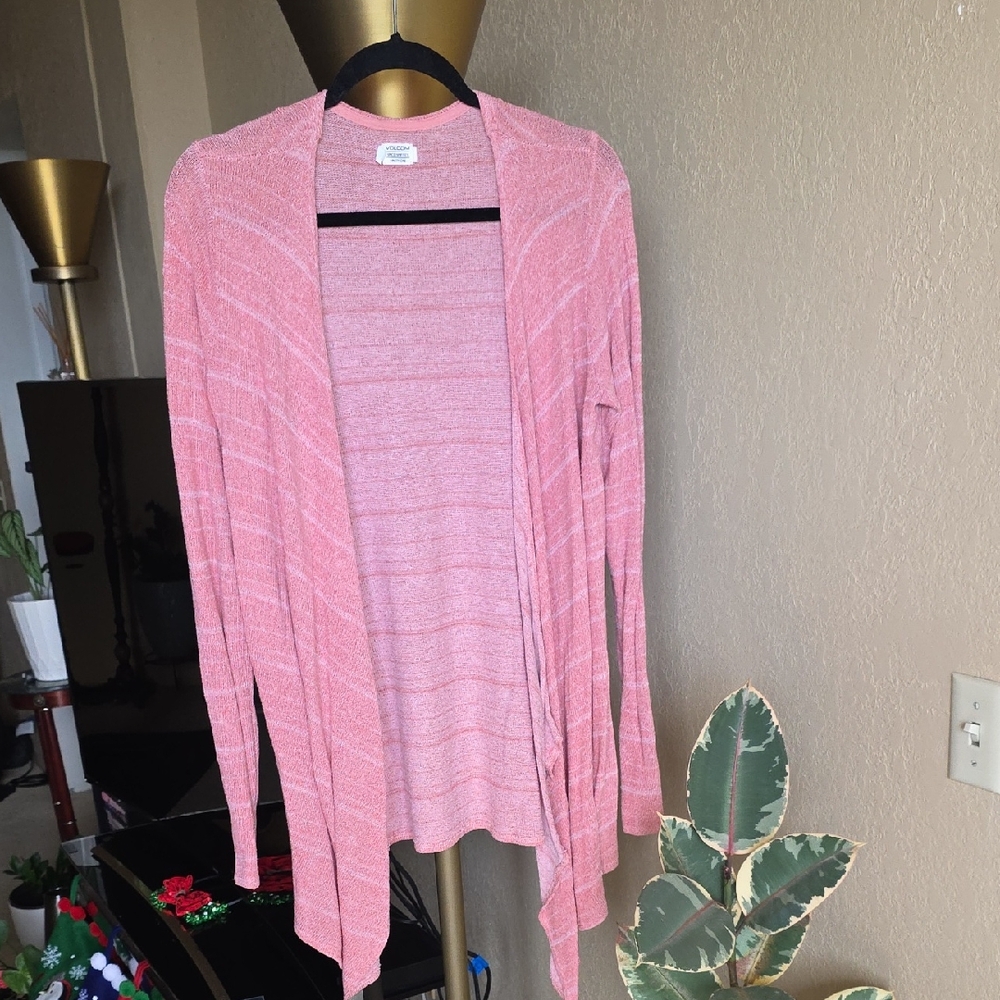 Volcom Pink Striped Cardigan